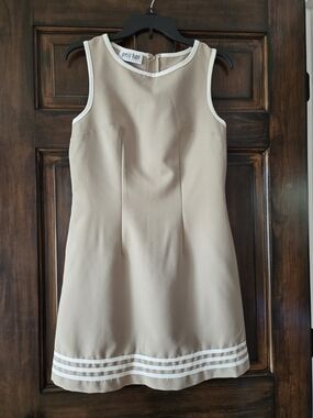 BYER TOO California Beige Sleeveless Mini Dress with White Trim